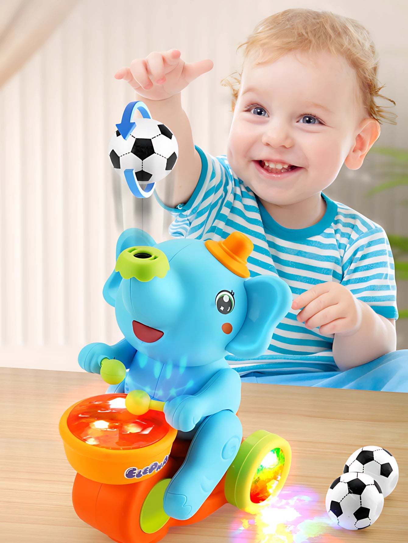 EZ 1pc funny elephant toy car,Electronic Suspended blowing ball pet toys with sound light for boys girls Christmas gift