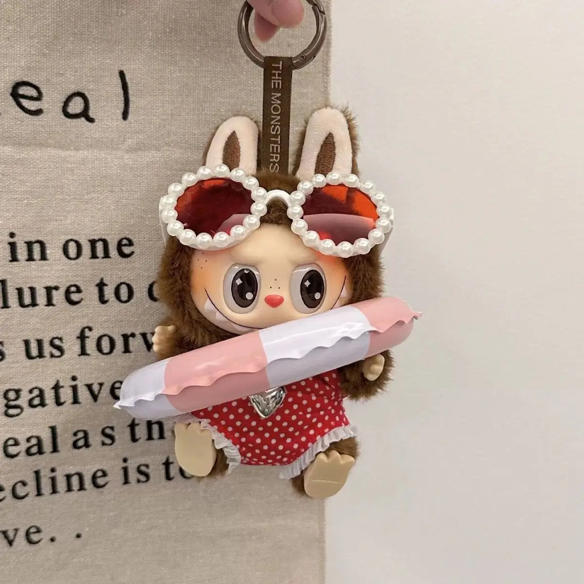 EZ Doll'S Clothes Outfit Accessories For Ropa Labubu 10cm cotton doll BJD Swimsuit glasses beach diving surfboard straw bag