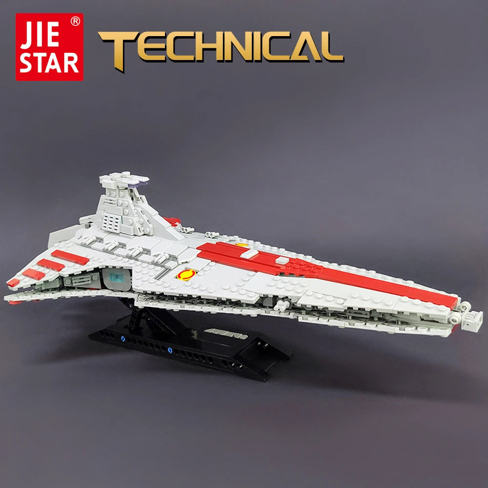 EZ 67106 JIESTAR High-tech Moc Venator Attack Cruiser Fighter Destroyer Brick Technical Model Building Star Blocks Space Ship Toys