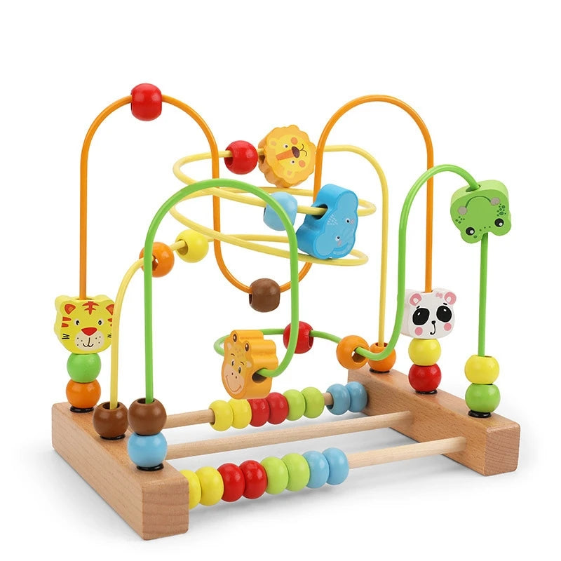 EZ Montessori Baby Toys Wooden Roller Coaster Bead Maze Abacus Math Toys Toddler Early Educational Toys for 1 2 3 Years Kids Gifts