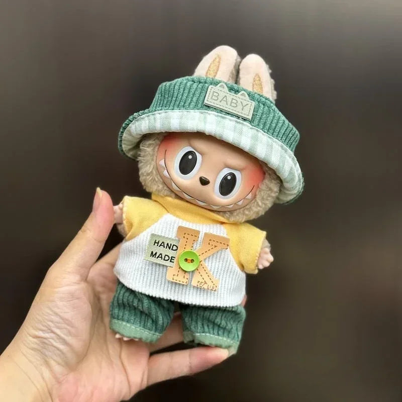 EZ Mini Plush Doll'S Clothes Outfit Accessories For Korea Kpop Exo 15-17cm Labubu Idol Overalls set Clothing Gift
