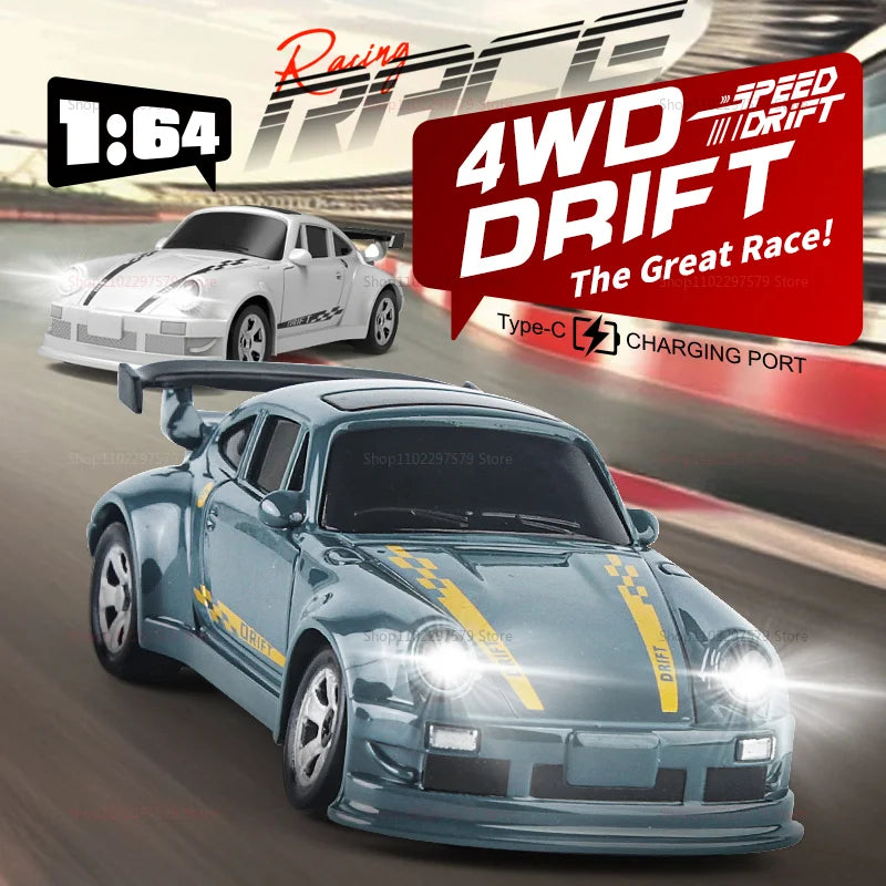 EZ New 4WD 2.4GHZ RC Simulation Mini Drift Car Palm Racing Model Desktop Toys 1/64 Scale Remote Control Car Gift For Children Boys