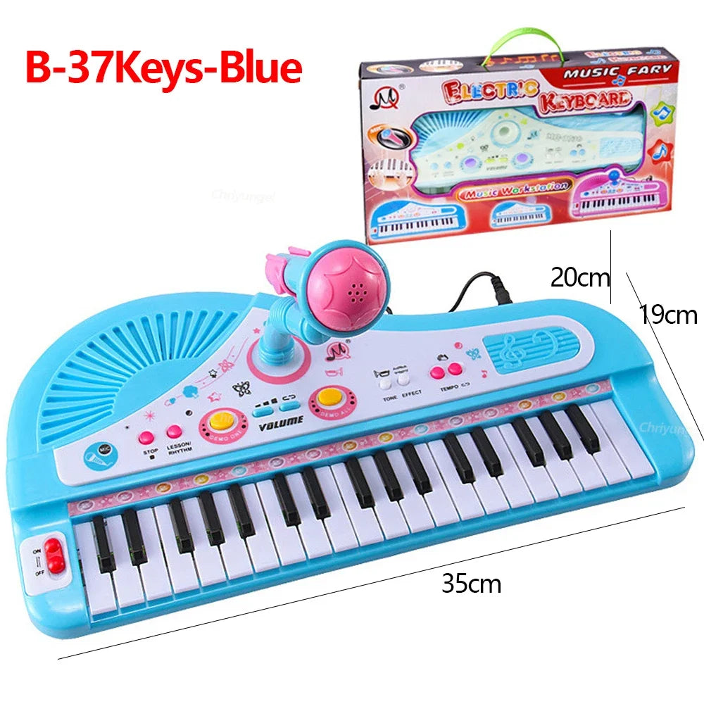 EZ 37 Keys Kids Electronic Piano with Microphone Educational Toys Musical Instrument for Kids Toddlers Boys Girls Birthday Gift