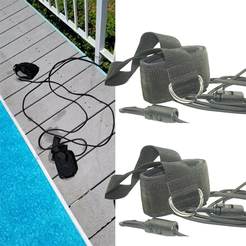 EZ Adjustable Swim Training Resistance Elastic Belt Swimming Pool Exerciser Safety Rope Latex Tubes Swimming Training Rope