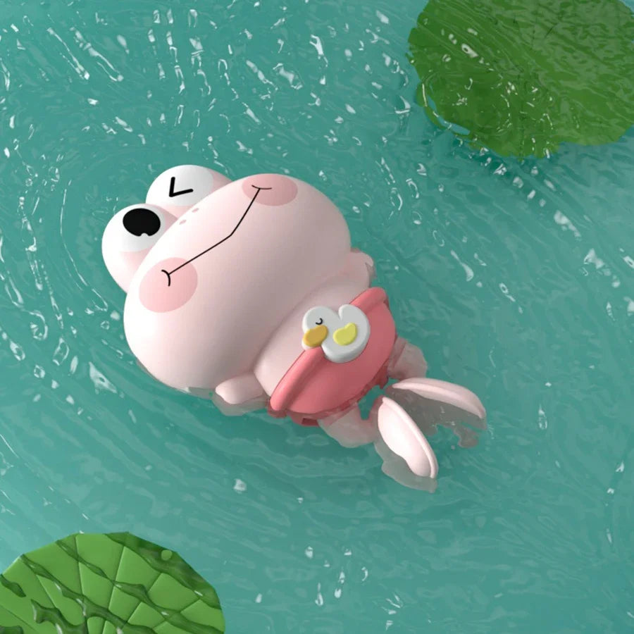 EZ Wind-Up Swimming Frog Bath Toys for Toddlers, No Battery Mold-Free ABS Montessori Water Toy for Kids