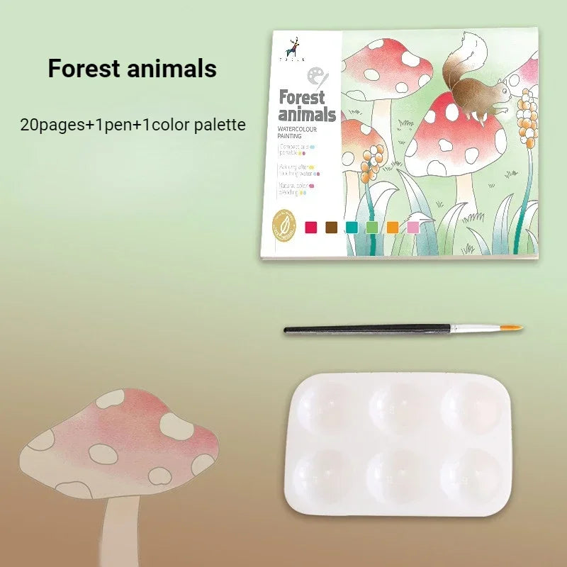 EZ 20Sheets Creative Watercolor Painting Book for Kids Fairy Tale Animal Flowers Gouache Graffiti Drawing Picture Children DIY Toys