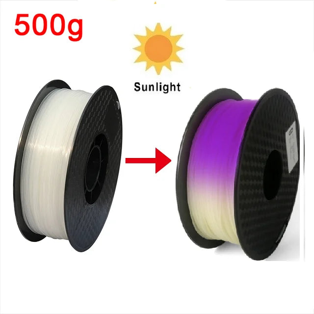 EZ UV Sunlight Color Change Filament PLA 1.75mm 3D Printer PLA Filament 250g 1kg Plastic Material PLA UV Reaction Blue Purple Pink
