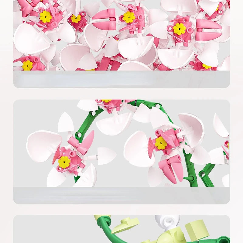 EZ Flowers Bouquet Orchid Building Blocks Bonsai Plant Model Bricks Artificial Romantic Home Decoration Toys Birthday Gift For Girl