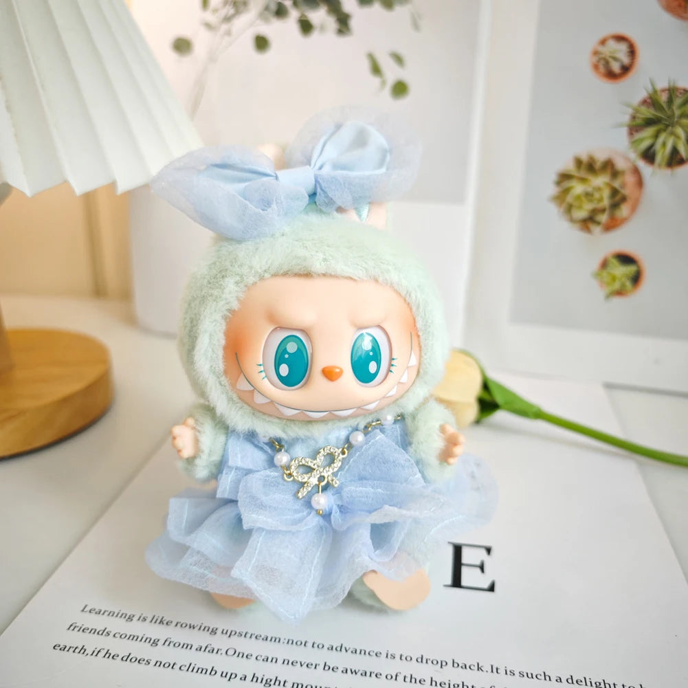 EZ For 17cm Labubu V2 V1 Purple Dress Doll Clothes Outfit Accessories Idol Doll Clothing for Kid Gift Labubu Ropa