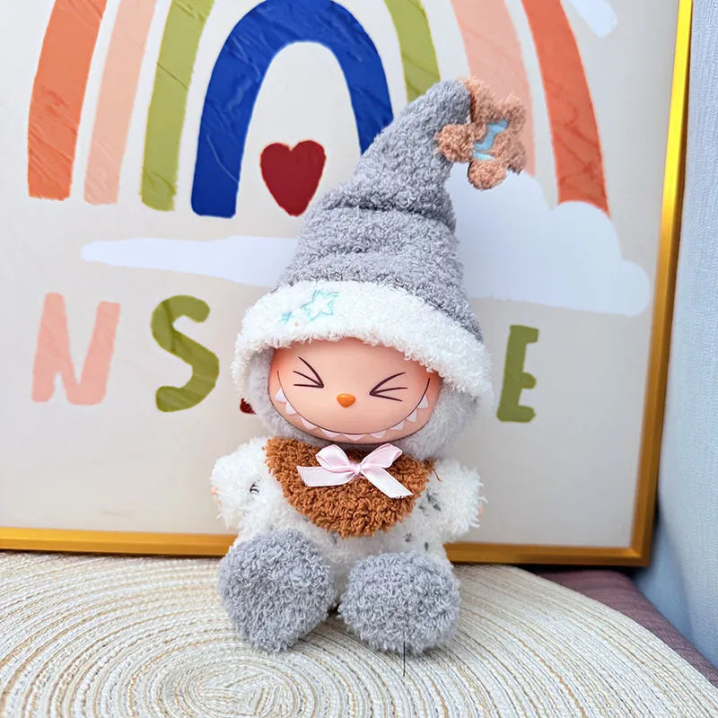 EZ Labubu Baby Clothes Plush Cartoon Pink Pig Set For 1st and 2nd Gen 17cm Labubu/Dora Vinyl Doll Outfit