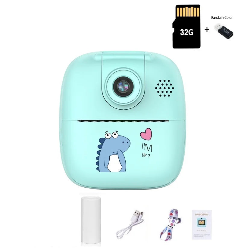 EZ Kids Digital Camera Portable Selfie cartoon Camera multi-functions Mini Thermal Printer Camera Video Educational Birthday Gifts