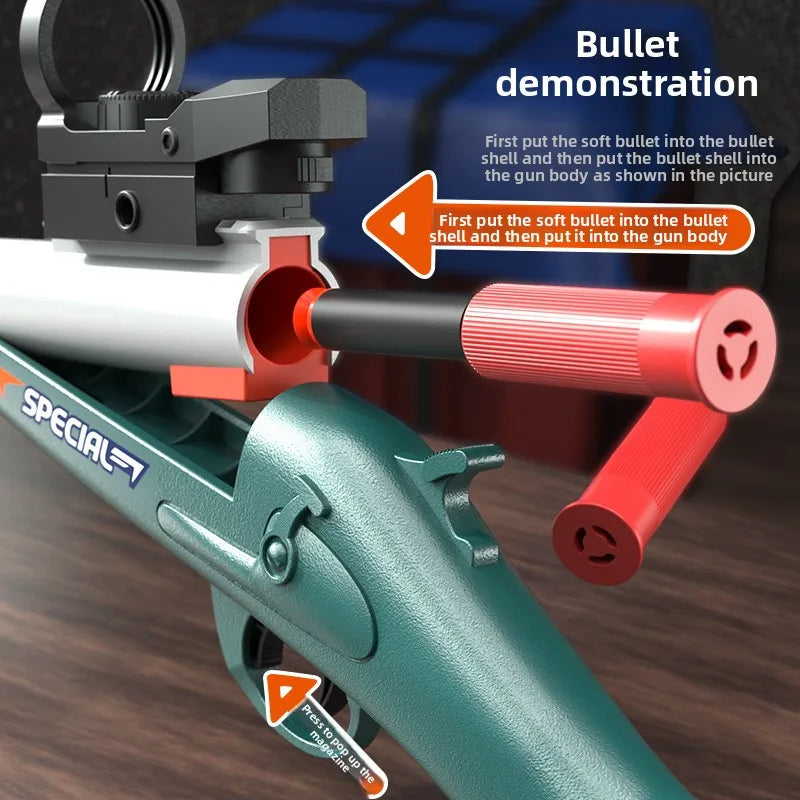 EZ S686 Throwing Shell Toy Gun Soft Bullet Airsoft Launcher Outdoor Sports CS Game Pistola Shooter Fun Toy for Boys Gift