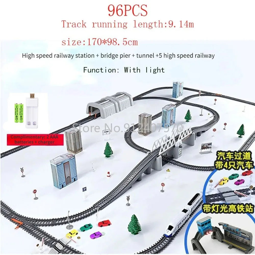 EZ Electric Train High Speed Train Model Railway Track Harmony Rail Toy Car  Assemble DIY Set Children Christmas Gift Toy for Boy