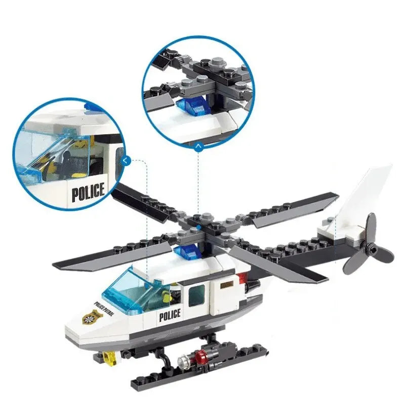 EZ 102pcs Police Helicopter Creative Building Blocks DIY City Series Bricks Toys Halloween/Thanksgiving Day/Christmas Gift