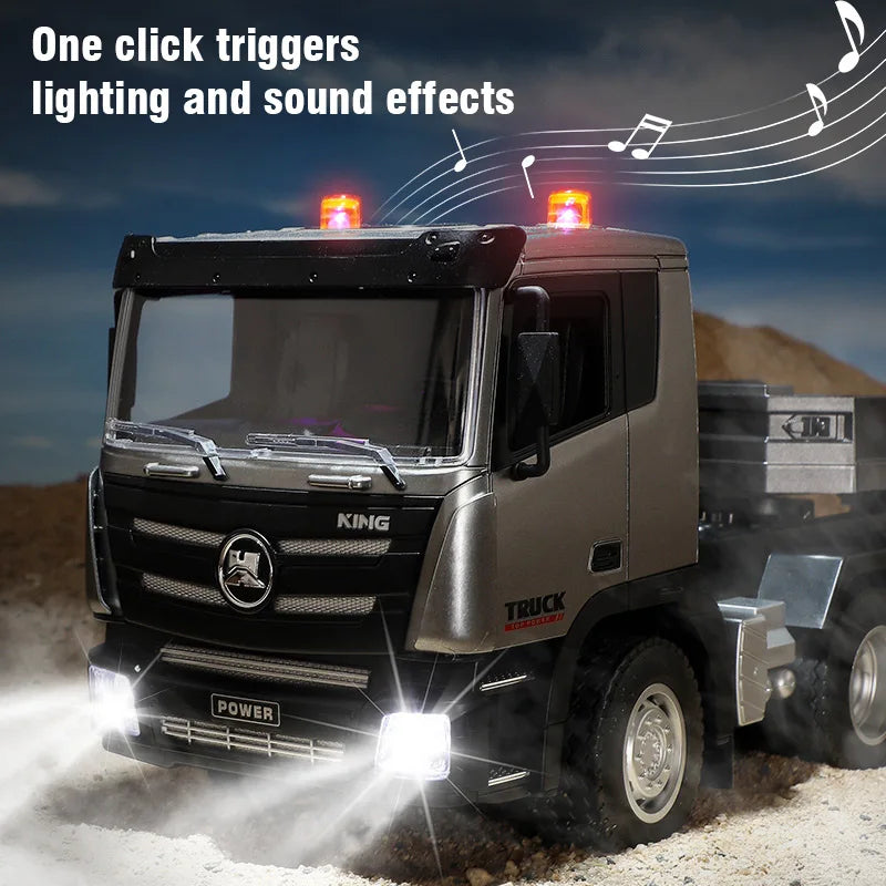 EZ 1:24 Huina RC Flat Truck Model 9Channels Alloy Engineer Vehicle 2.4G Remote Control Car Radio Controlled Trailer Christmas Gifts