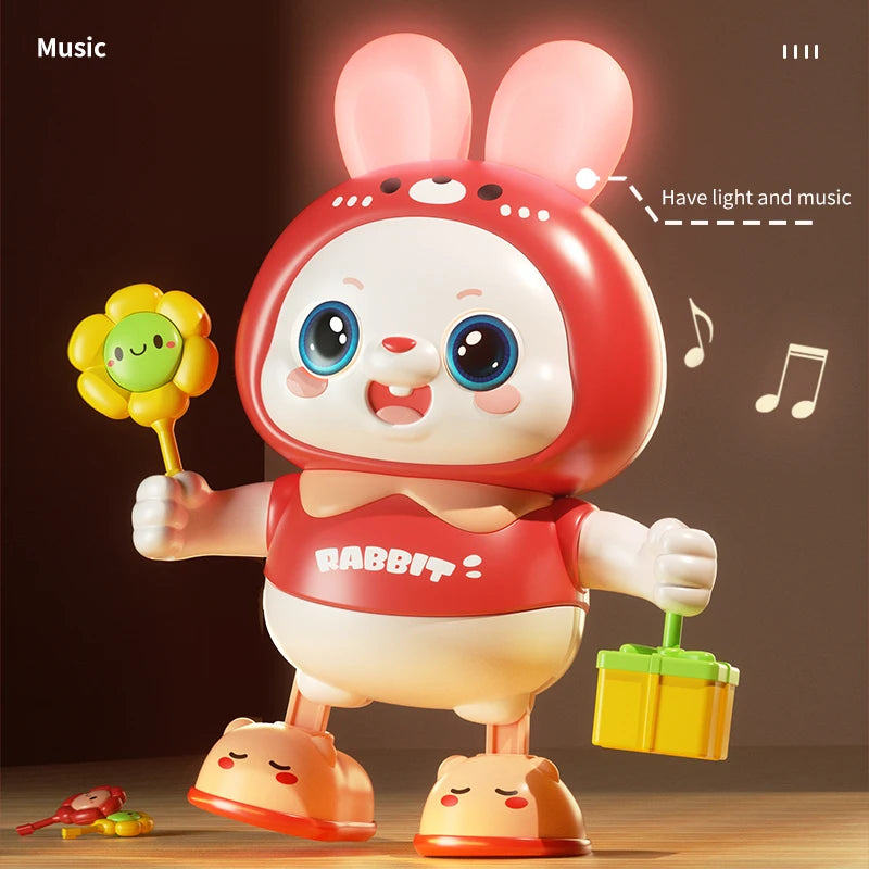 EZ Children Dancing Rabbit Electronic Walking Moving Animals Pet With Music Lighting Girl Interactive Game Frog Kid Toy 3 Year Gift