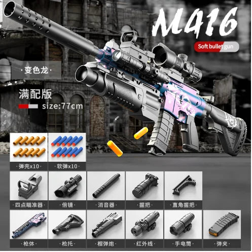EZ M416 Toy Gun Shell Throwing Soft Bullet Can Fire Suction Cup Children's Assault Rifle Manual loading Model Boy's Toy