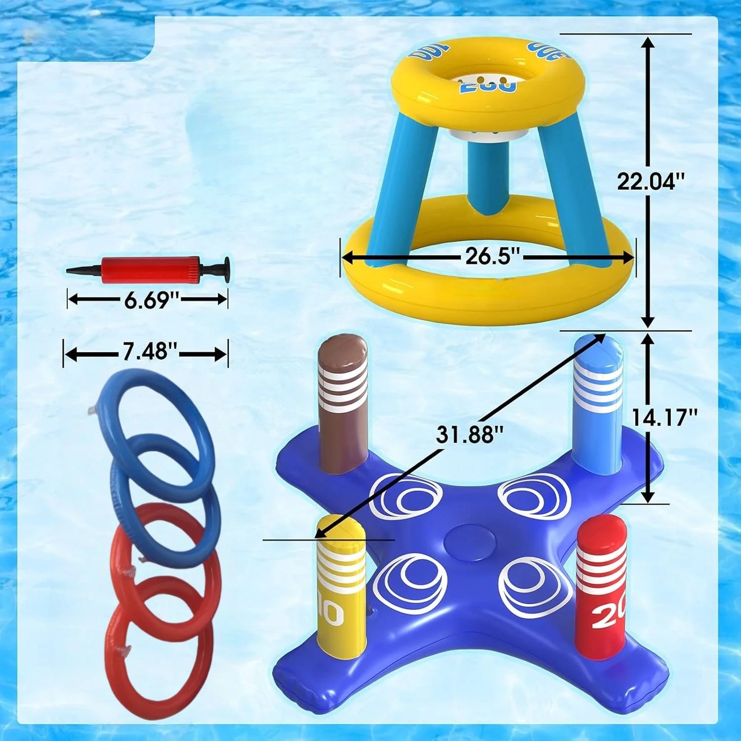 EZ Inflatable basketball stand, water inflatable adult outdoor swimming pool game, hoop basketball