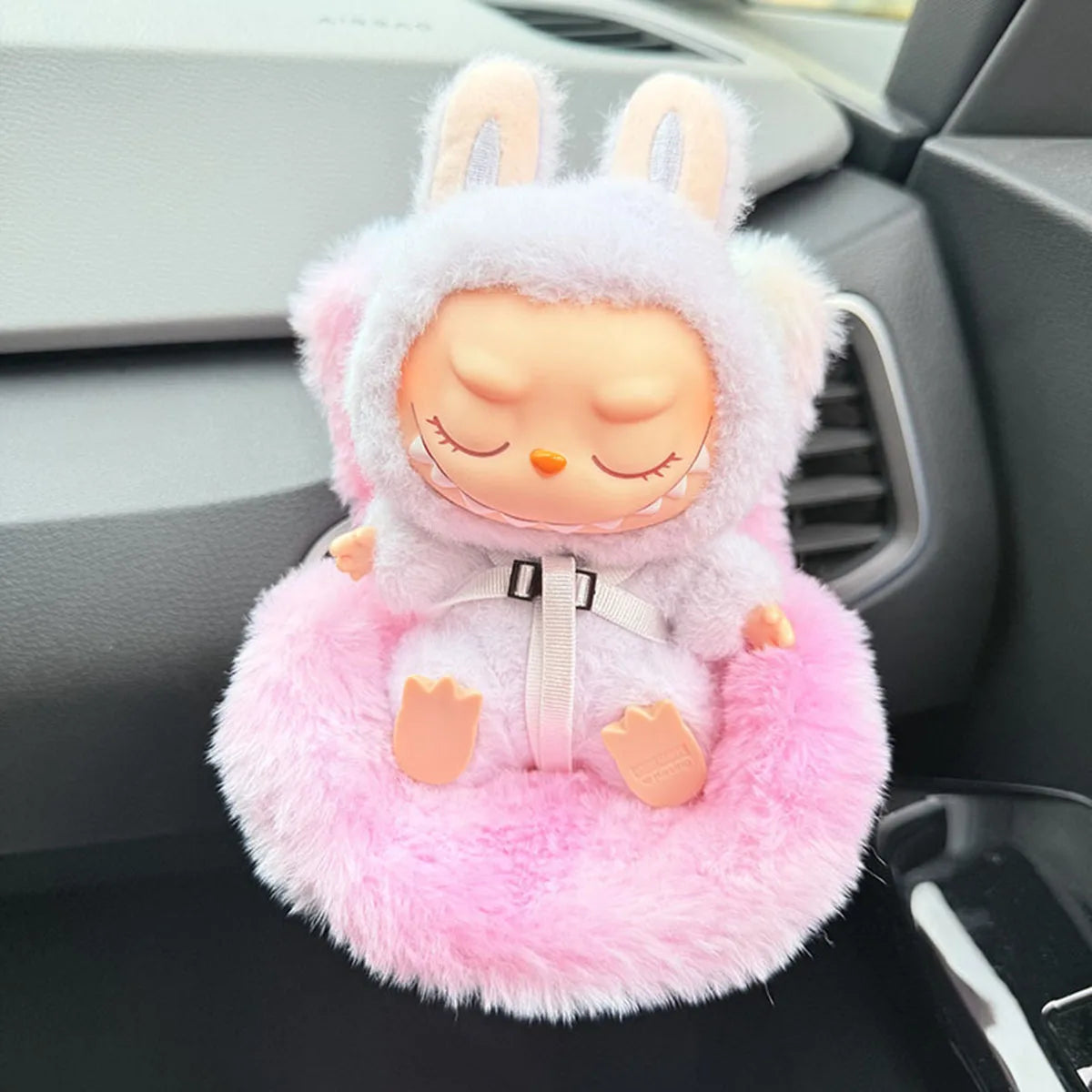 EZ Mini Cute Car Safety Seat Car Air Outlet Decoration Car Interior Decoration Ornament Suitable for 17cm labubu Dolls