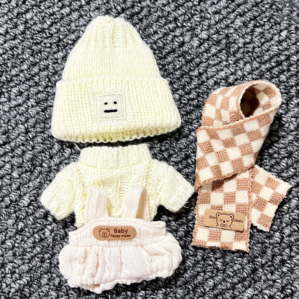 EZ For 17cm Labubu V1 V2 Outfit Doll Clothes Fashion Clothes Hoodies Color Match Hoodies Casual Plaid Overalls Dolls Accessories