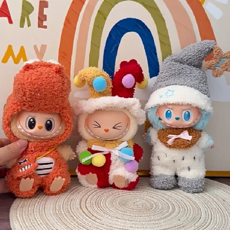 EZ Labubu Baby Clothes Plush Cartoon Pink Pig Set For 1st and 2nd Gen 17cm Labubu/Dora Vinyl Doll Outfit