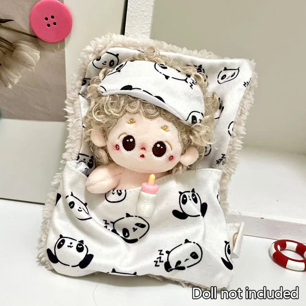 EZ Ropa Labubu For 15/17cm Labubu Doll Quilt and Pajama Set Three-piece Set Cosy Baby Bed Home Warmth Toy Girl Gift