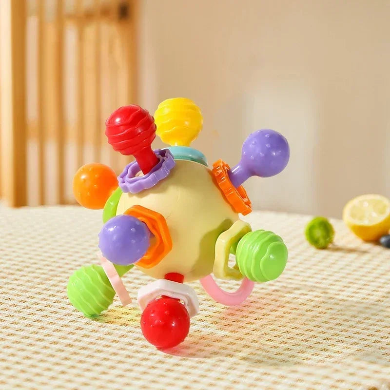 EZ Manhattan Round Ball Soft Silicone Hand Grab Ball Rattle Infantil Chewable Toddler Teeth Soothing Baby Sensory Toy Newborn Gift