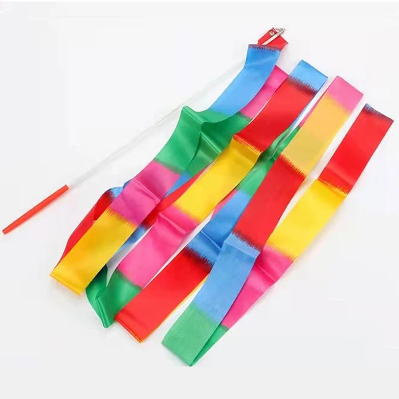 EZ 4m Artistic Gymnastics Ribbon with Rod Colorful Children Dance Ribbon Toys Outdoor Sports Toys Performance Props Kids Gifts TMZ