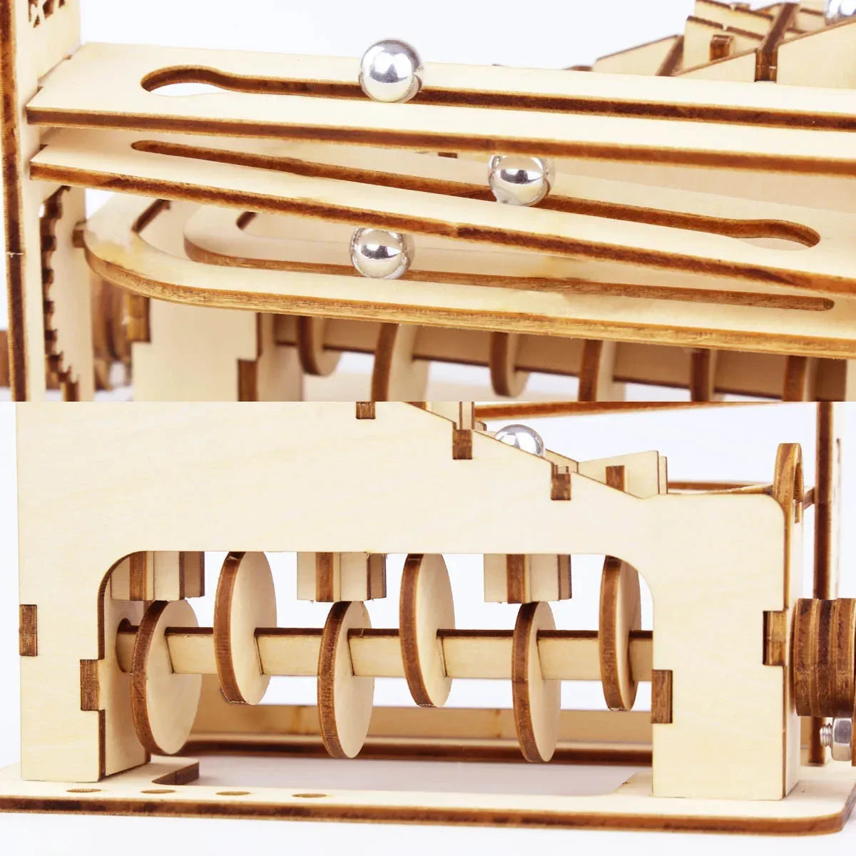 EZ 3D Wooden Spiral Marble Run Puzzle Toy Child Mechanical Board Games Building Model Set DIY Montessori DIY Mini Track Balls Gift