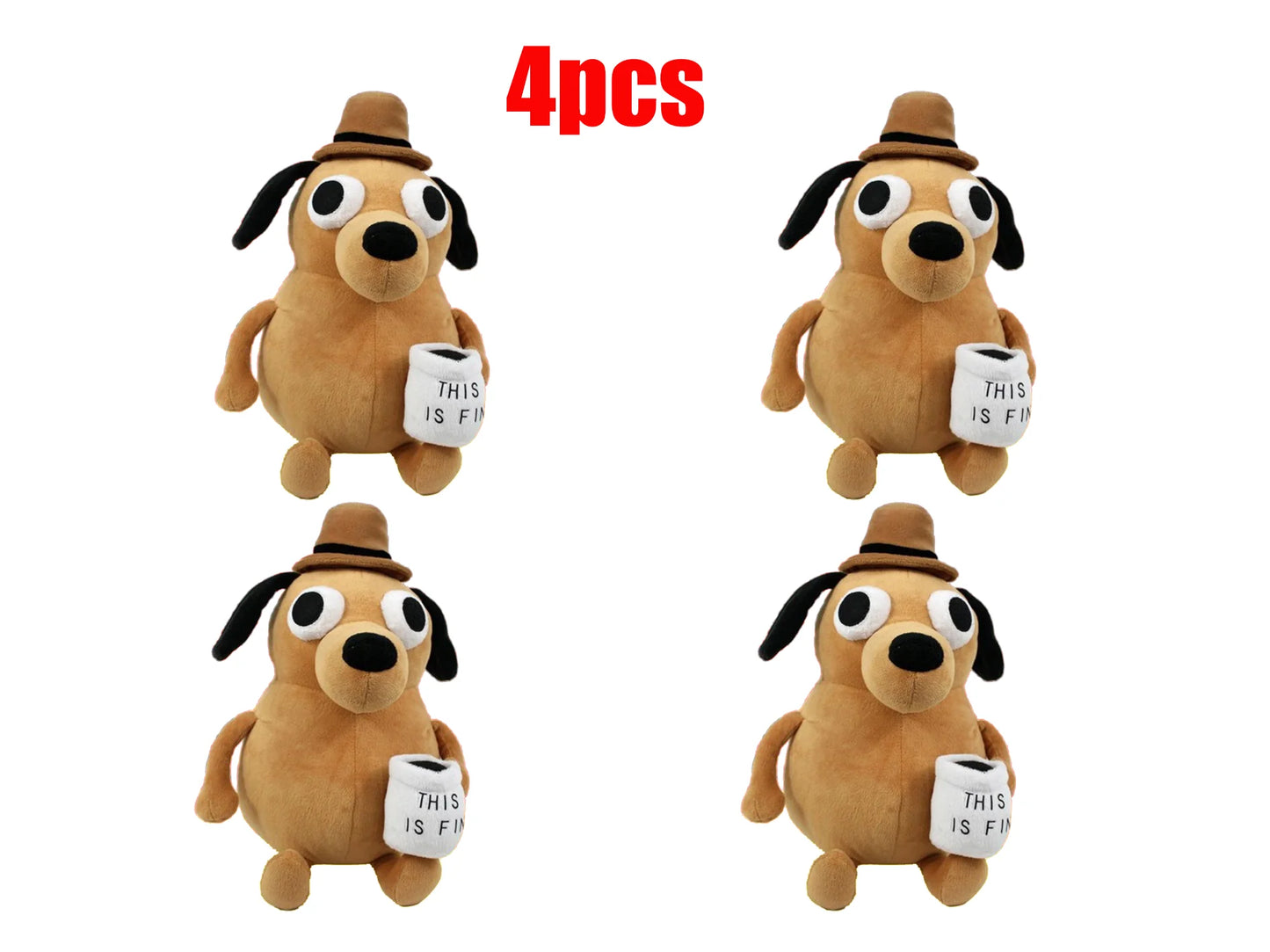 EZ 25cm This Is Fine Meme Coffee Dog Plush Toy Soft Stuffed Doll Stuffed Plush Animals Kids Toy Gift for Children Boy Birthday