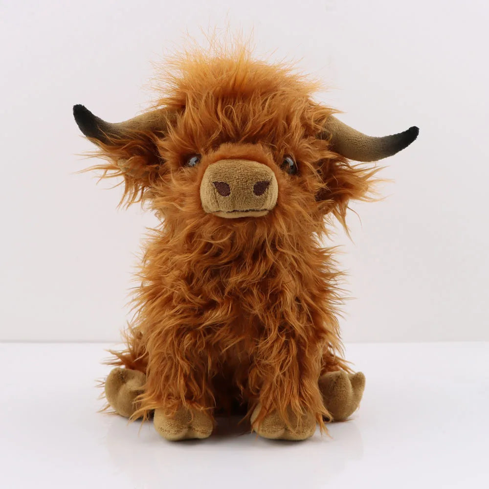 EZ Highland Cow Plush Toy - Adorable Realistic Stuffed Animal with Long Fluffy Hair, Soft Cuddly Gift for Kids, Children & Collecto