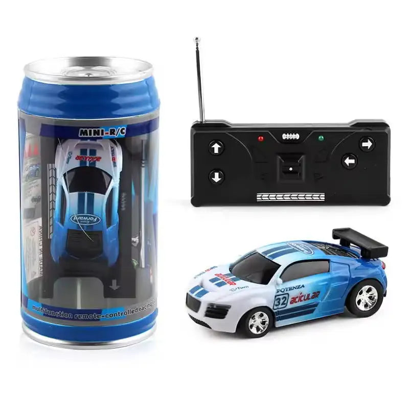 EZ Mini Can Mini Cans RC Car Battery Operated Plastic Remote Control Racing Vehicle with Roadblocks Micro Racing Car for Kids Boys
