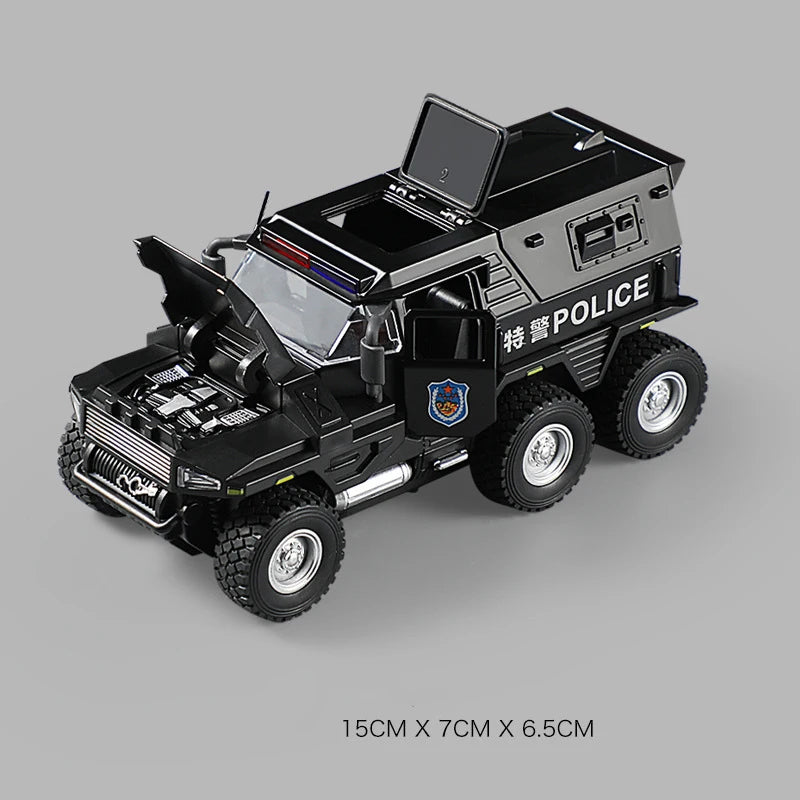 EZ 1:32 SWAT City Police Truck Model Diecast Play Off-road Vehicle Sound and Light Sport Car Toys for Children Collection Gifts