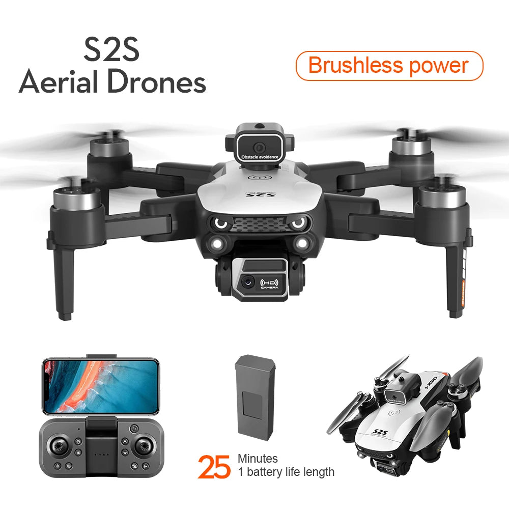 EZ New S2S Drone 8K Professional HD Dual Camera Brushless Obstacle Avoidance Aerial Photography Foldable Quadcopter Toys Gifts