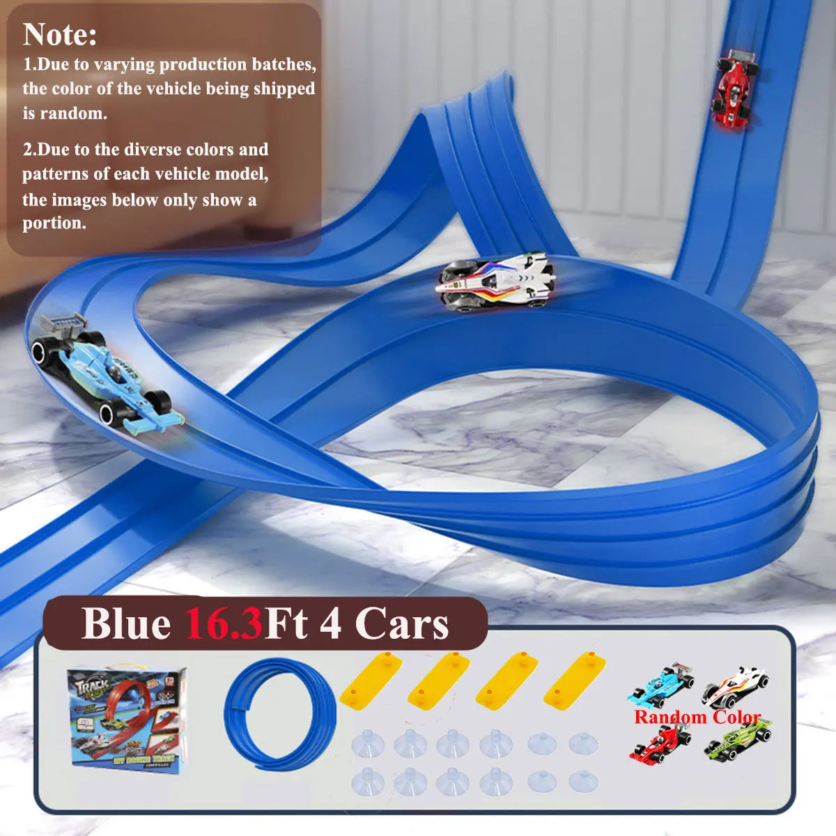 EZ Flexible Race Track Children Toys DIY Double-track Racing Car Ramp Compatible 1/64th Cars Portable Rolls Up Boy Christmas Gift