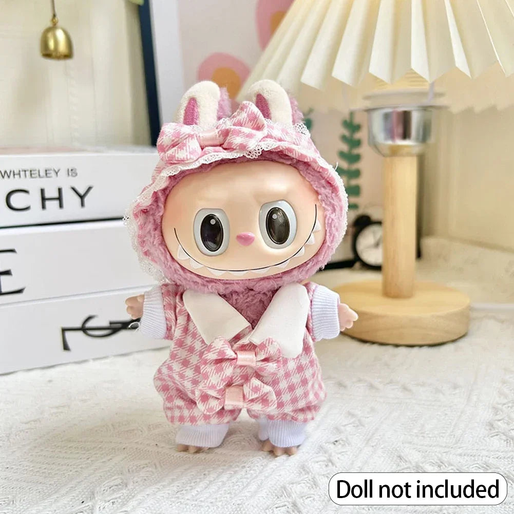 EZ Ropa Labubu For 15/17cm Labubu Doll Quilt and Pajama Set Three-piece Set Cosy Baby Bed Home Warmth Toy Girl Gift