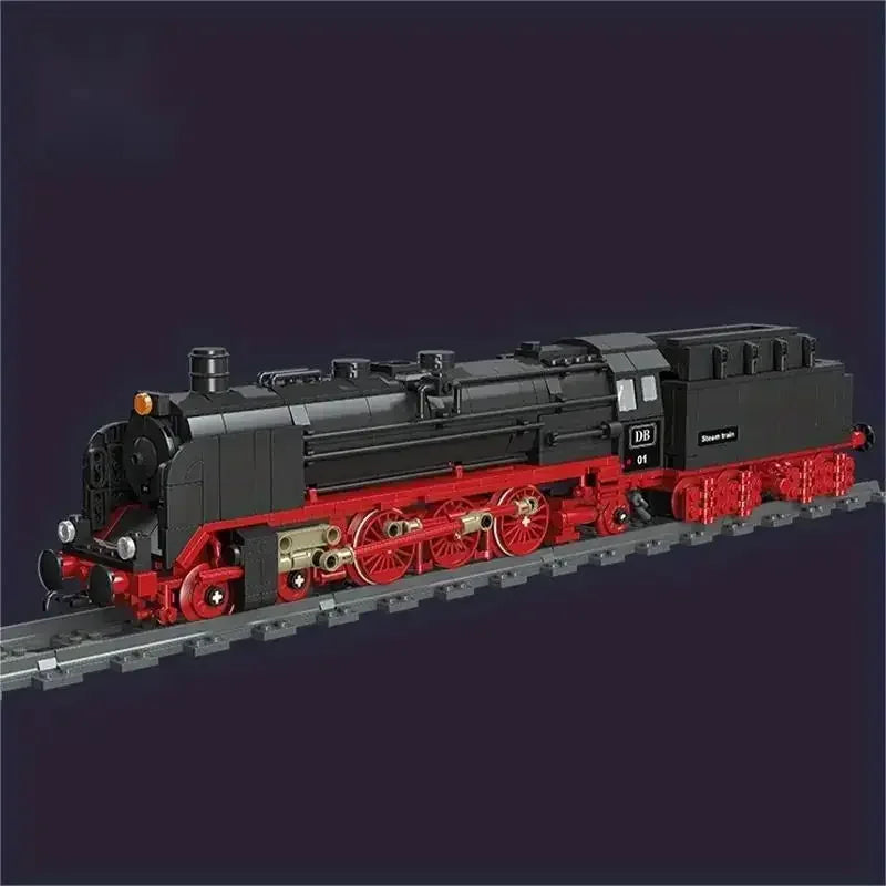 EZ 1173PCS Retro Creative Steam Train Building Blocks City Railway Track Train Assemble Bricks Desktop Decoration Childrens Gifts