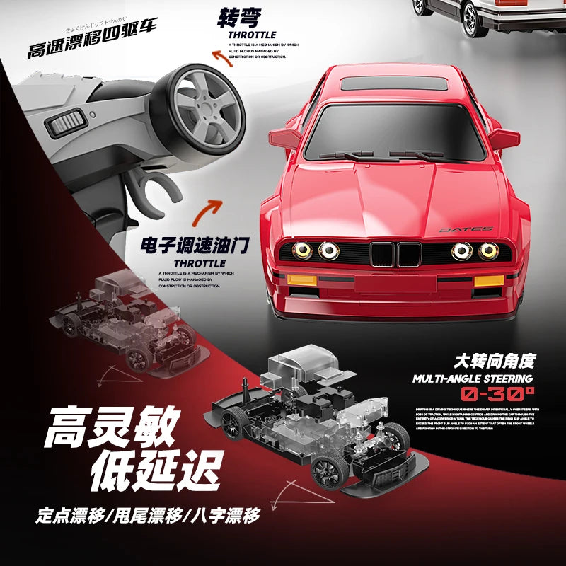 EZ 1/16 Proportion remote control car 4×4 2.4Ｇ high speed Drift Racing Lithium battery charging Retro BMW Light car model　