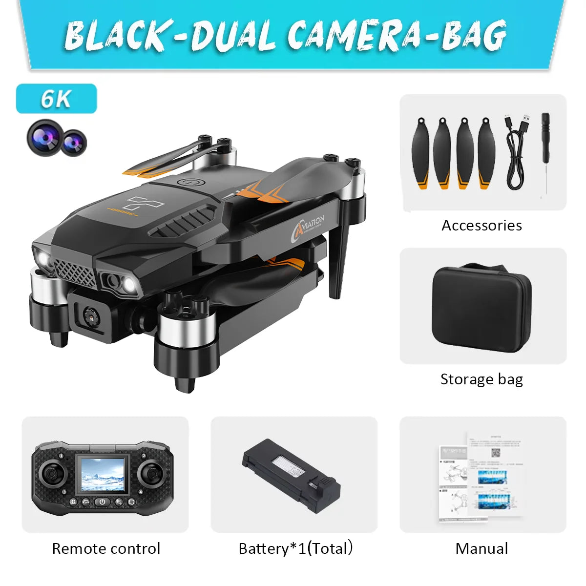 EZ New F198 Drone Professional Dual Camera With 1080P WIFI FPV HD Aerial Photography Wide Angle Brushless RC Foldable Quadcopter