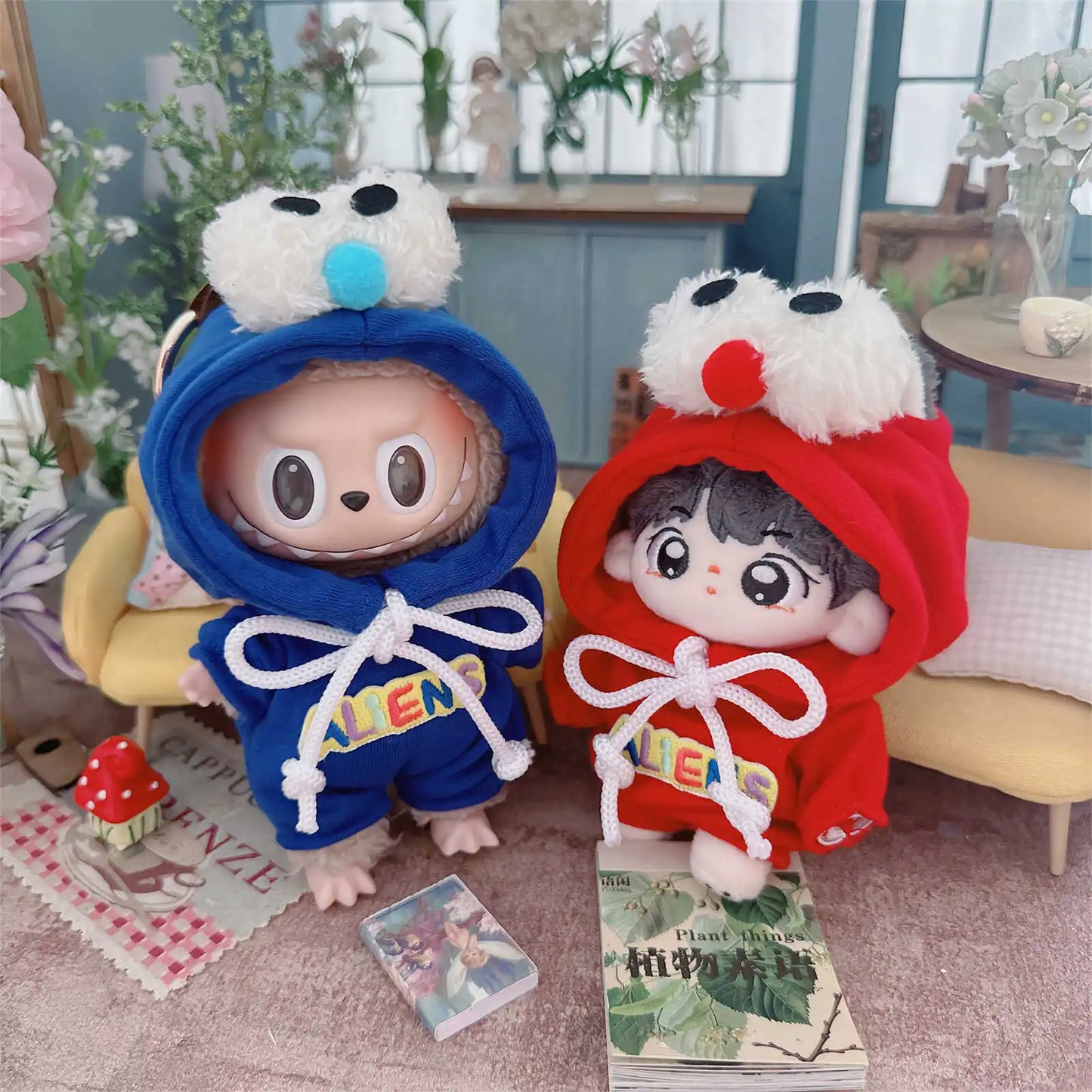 EZ Labubu Doll Clothes Outfit Accessories for Korea Kpop Exo Labubu Idol Dolls 17cm Cotton Doll Crawling Clothes Pull-up Clothing