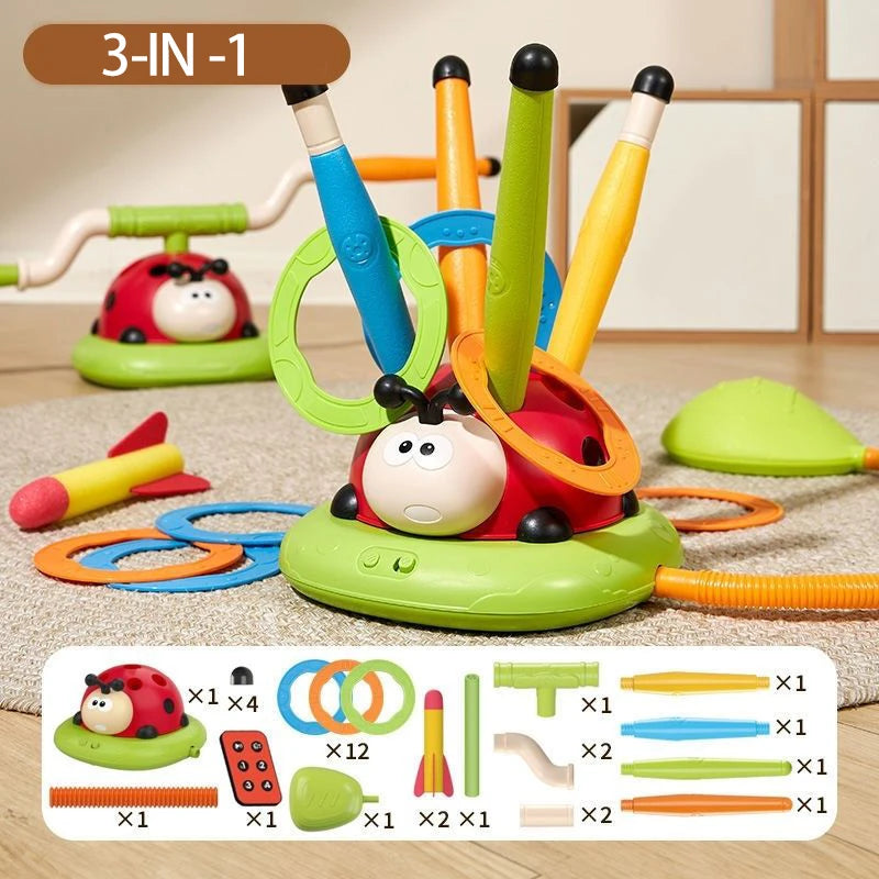 EZ Ladybug Sport Entertainment Game Toy Multifunction Rope Skipping Machine Ferrule Jump Rocket Launcher Outdoor Educational