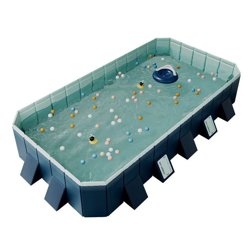 EZ Non-Inflatable Swimming Pool, Foldable Outdoor Large Swimming Pool, Family Pool,Summer Water Party for Outdoor, Garden, Backyard