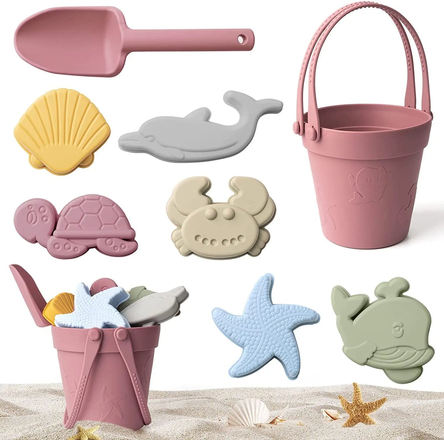 EZ Children Silicone Beach Toy Shovel Ocean Outdoor Parent-child Beach Portable Beach Bucket Durable Sand Digging And Storage Tool