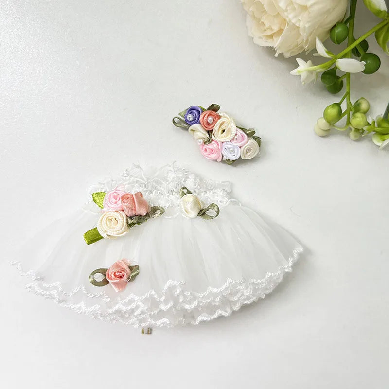 EZ 17cm Cute Mini Plush Doll'S Clothes Outfit Accessories For Labubu II Idol Dolls Flower fairy wedding dress Clothing DIY Kid Gift