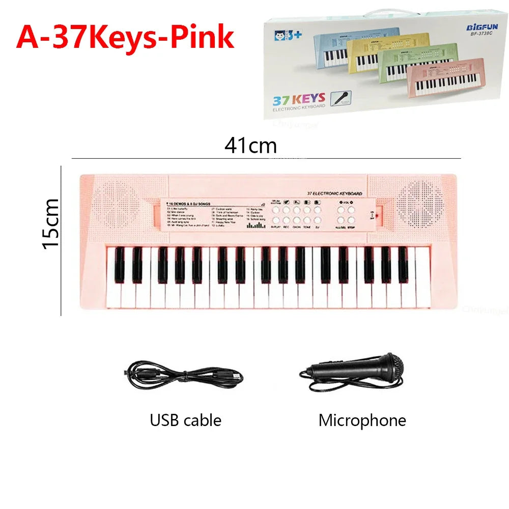 EZ 37 Keys Kids Electronic Piano with Microphone Educational Toys Musical Instrument for Kids Toddlers Boys Girls Birthday Gift