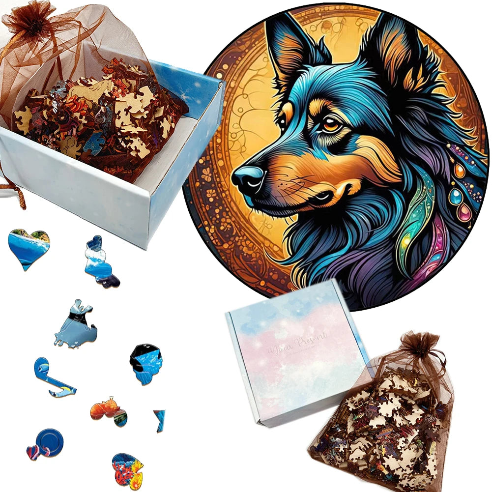 EZ Adult Animal Wooden Puzzle Round Peacock and Bird Wooden Puzzle Children's Puzzle Toy Festival Gift Fox Shape Jigsaw Puzzles