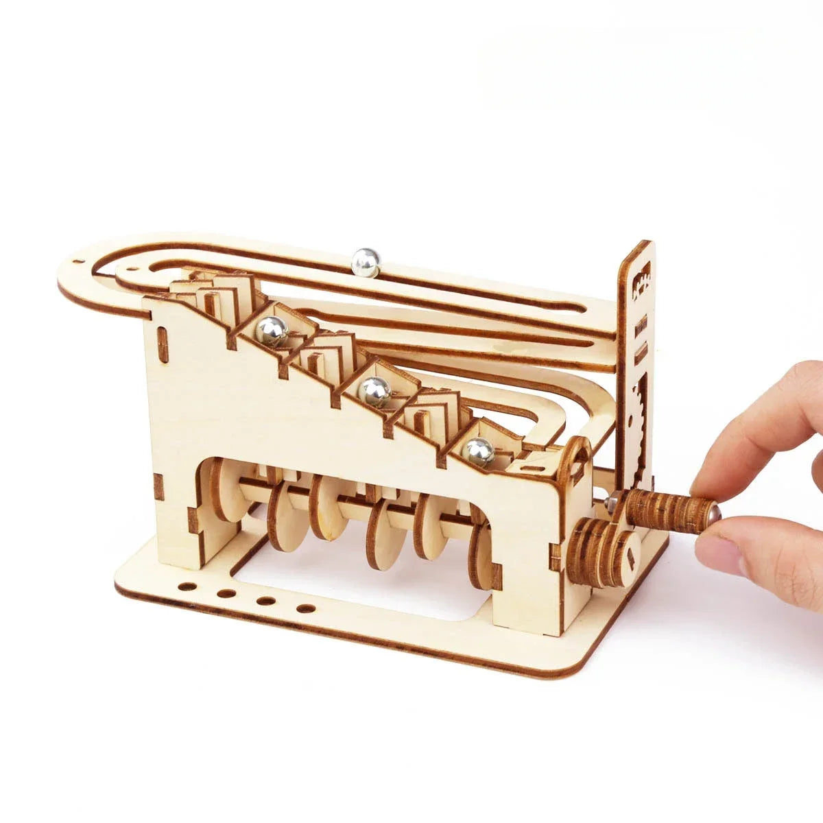 EZ 3D Wooden Spiral Marble Run Puzzle Toy Child Mechanical Board Games Building Model Set DIY Montessori DIY Mini Track Balls Gift