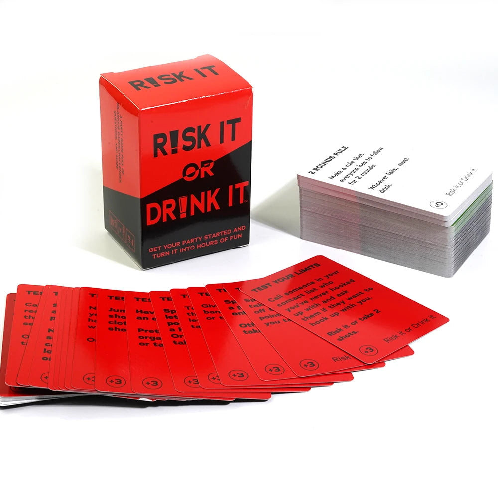 EZ Risk It Or Drink It Fun Party Game For College Card Game Drinking Game Pregame Night Hilarious Dares Challenges  Questions Adult