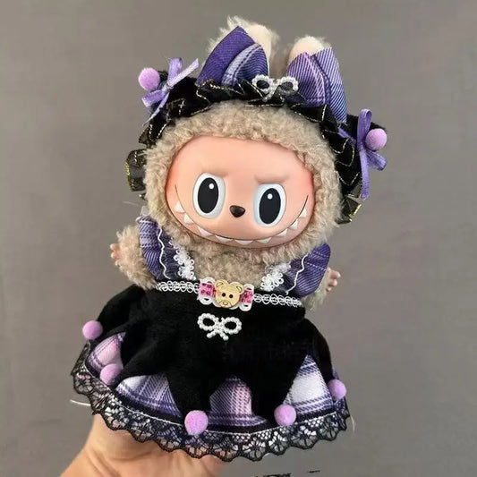 EZ For 17cm Labubu V2 V1 Purple Dress Doll Clothes Outfit Accessories Idol Doll Clothing for Kid Gift Labubu Ropa
