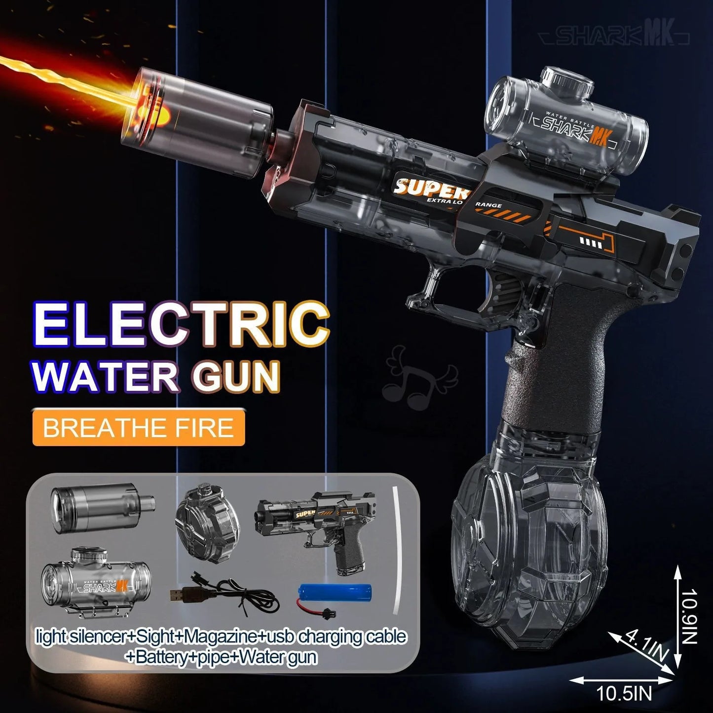 EZ Electric Water Gun With light Sprays Flame Effect Continuously High-pressure Powerful Outdoor Water Gun Toys pistolet na wode